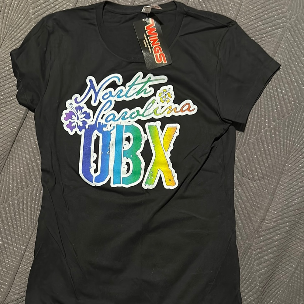 Alstyle Black Tee with Colorful OBX Graphic